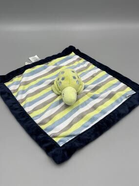 Carters Turtle Lovey Plush Baby Security Blanket Stripes Blue Green Brown